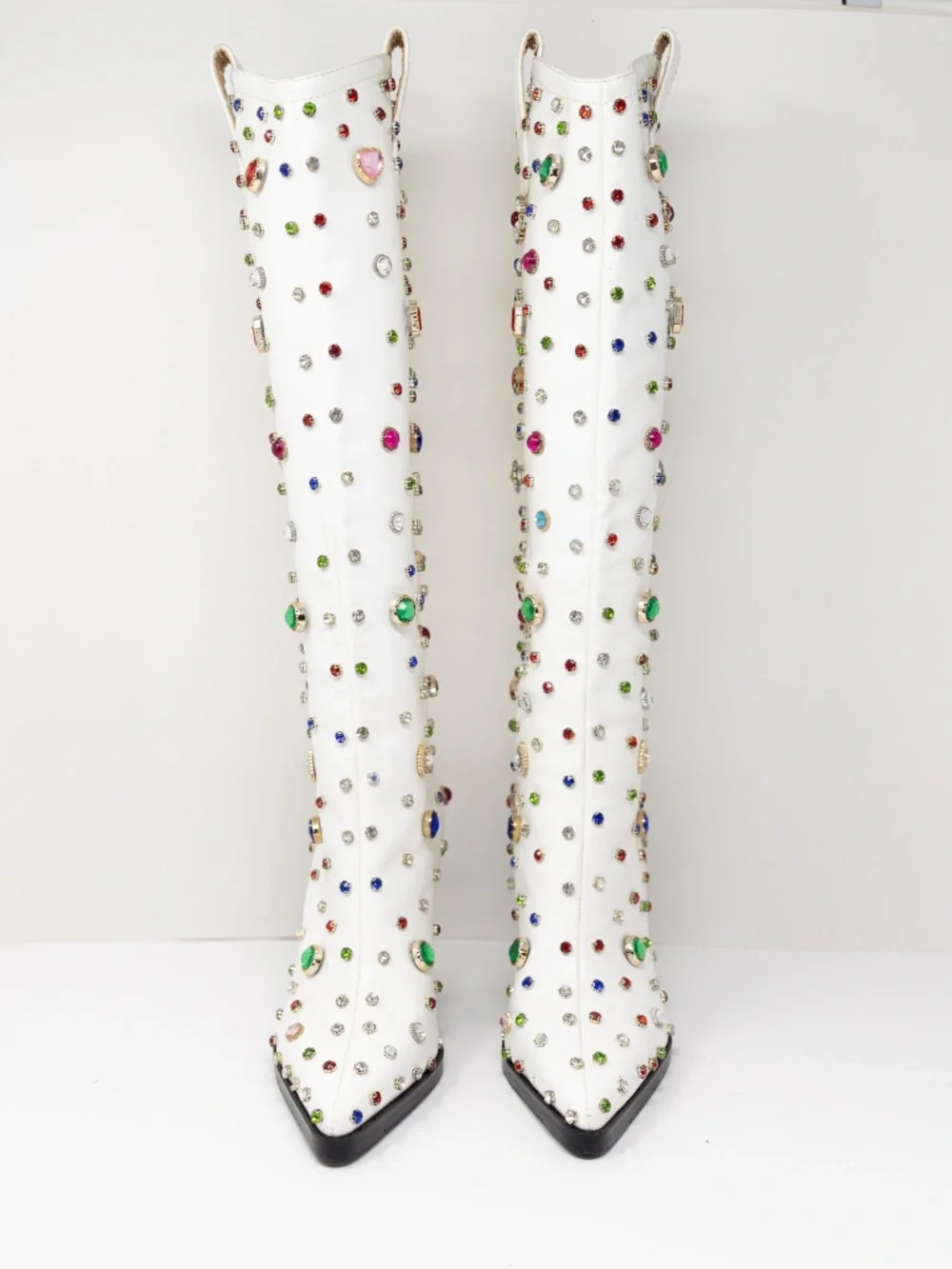 NEW Azalea Wang Fuji Sweet Treat Multi Color Rhinestone Western Boots Shoes 6 - Picture 2 of 4